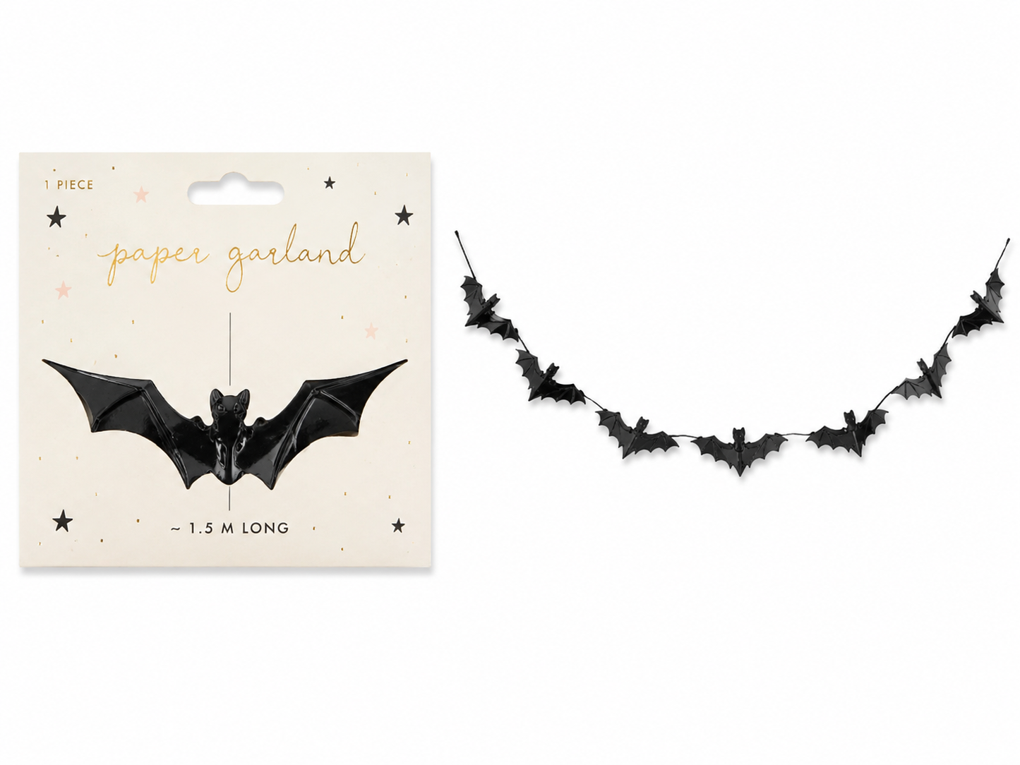 Halloween Fledermaus-Girlande aus Papier - 1,5 m Partydekoration