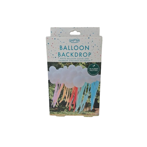 DIY Ballon-Hintergrund Regenbogen-Regen mit weißen Wolken & Luftballons