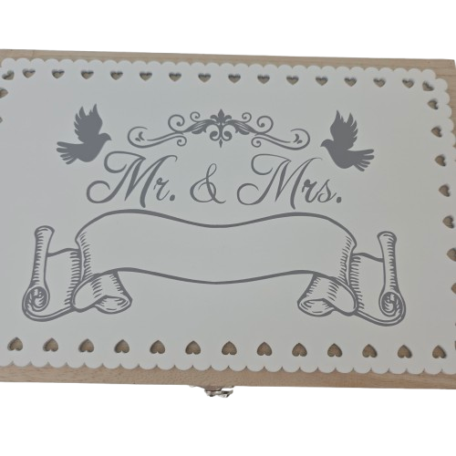 Briefbox Holz – „Hochzeitspost“ Kartenbox mit Einwurfschlitz