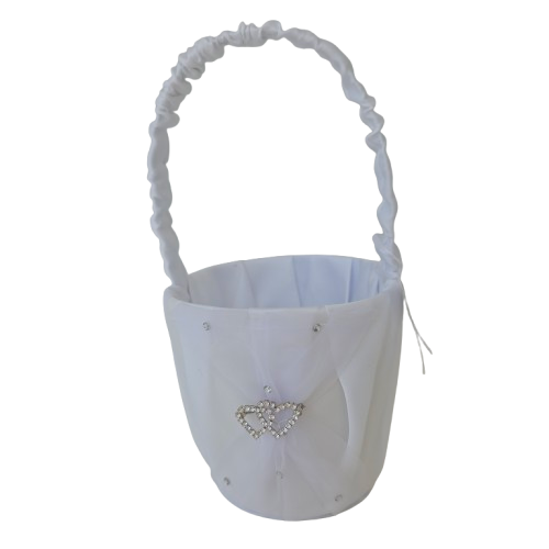 Blumenstreukorb Satin mit Griffruesche - Hochzeitsdeko Blumenkind