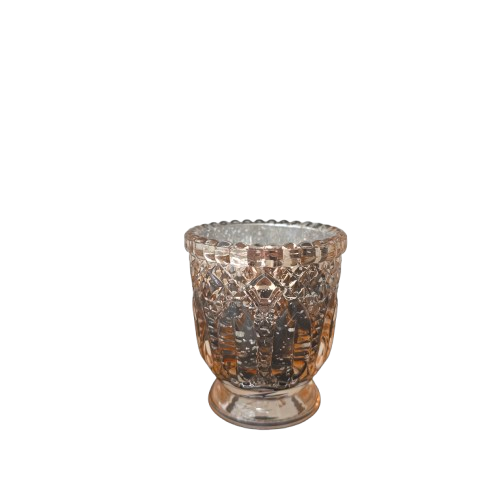 Teelichtglas im Antik-Look mit strukturiertem Muster