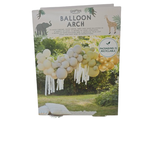 Gingery Latexballons Girlande Grün, Creme , Grau ,Gold Chrom