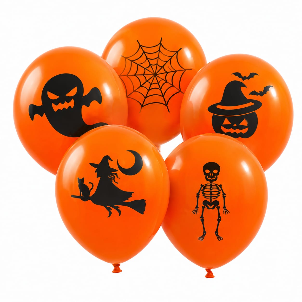 LED-Leuchtballon Halloween - 5er Set Orange mit LED-Beleuchtung