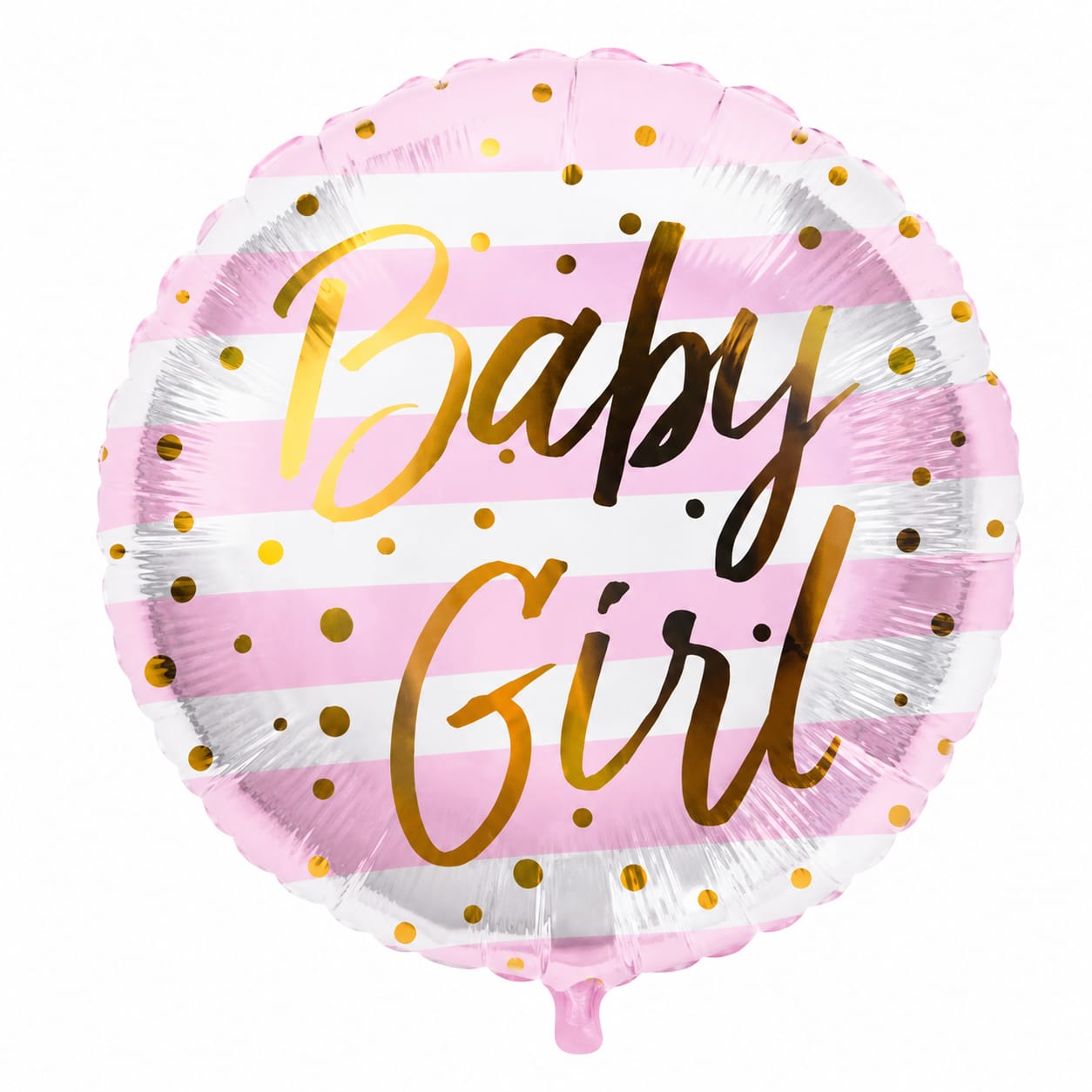 Folienballon „Baby Girl“ Rosa/Weiß mit Goldakzenten 45cm – ungefüllt