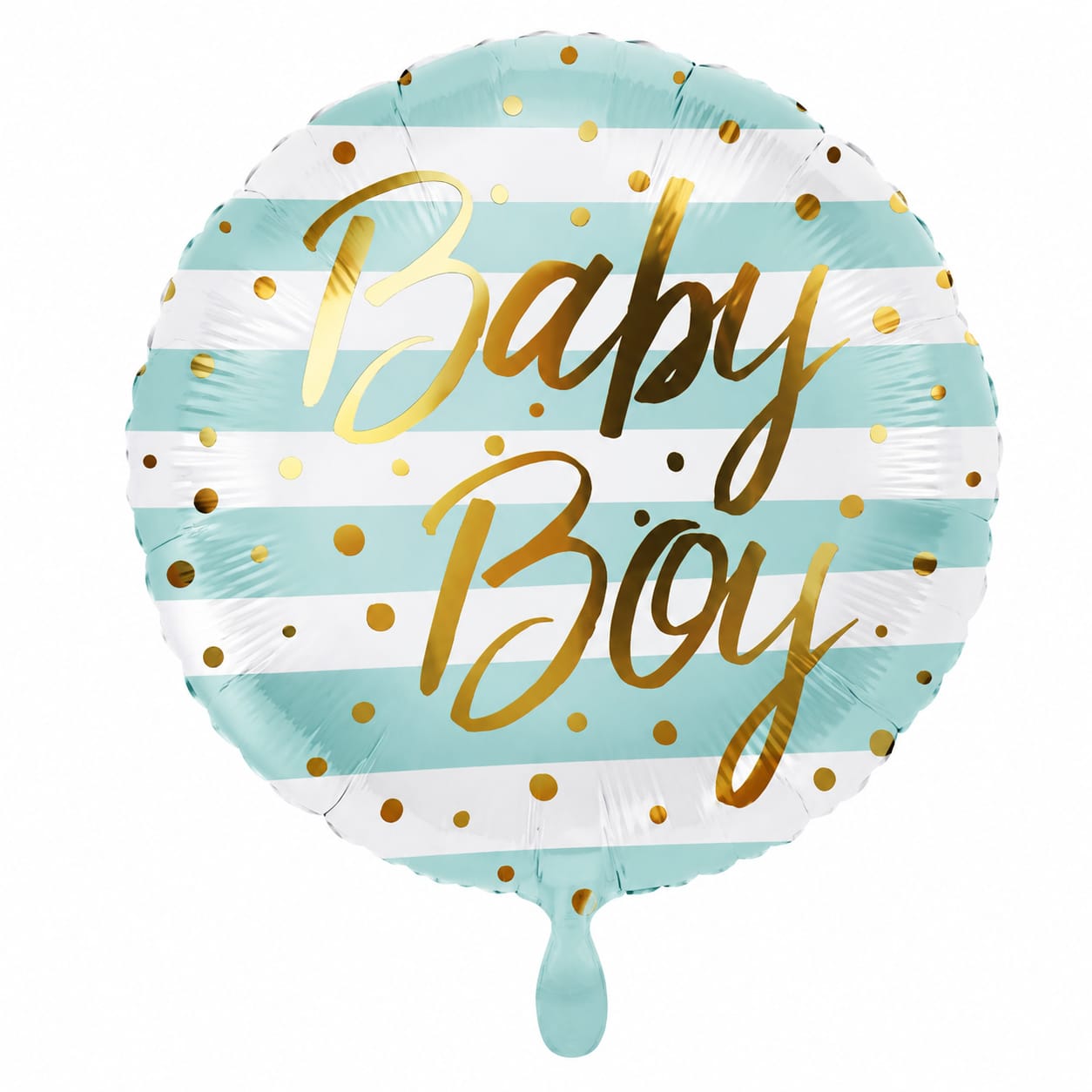 Baby Boy Folienballon 45cm-Blau -Weiß mit Goldschrift /Helium geeignet