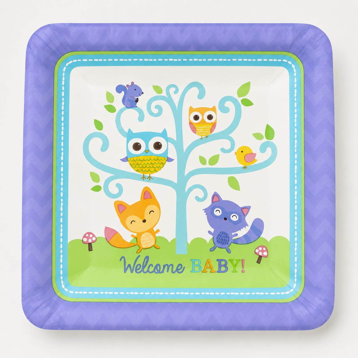 Pappteller,,Welcome Baby" - Waldtiere,23cm (8Stück)