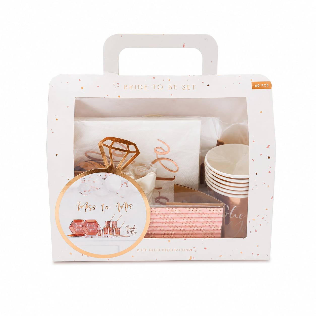 Bride to Be Party Deko Set Rosegold - 60-teiliges Junggesellinnenabschied & Bridal Shower Kit