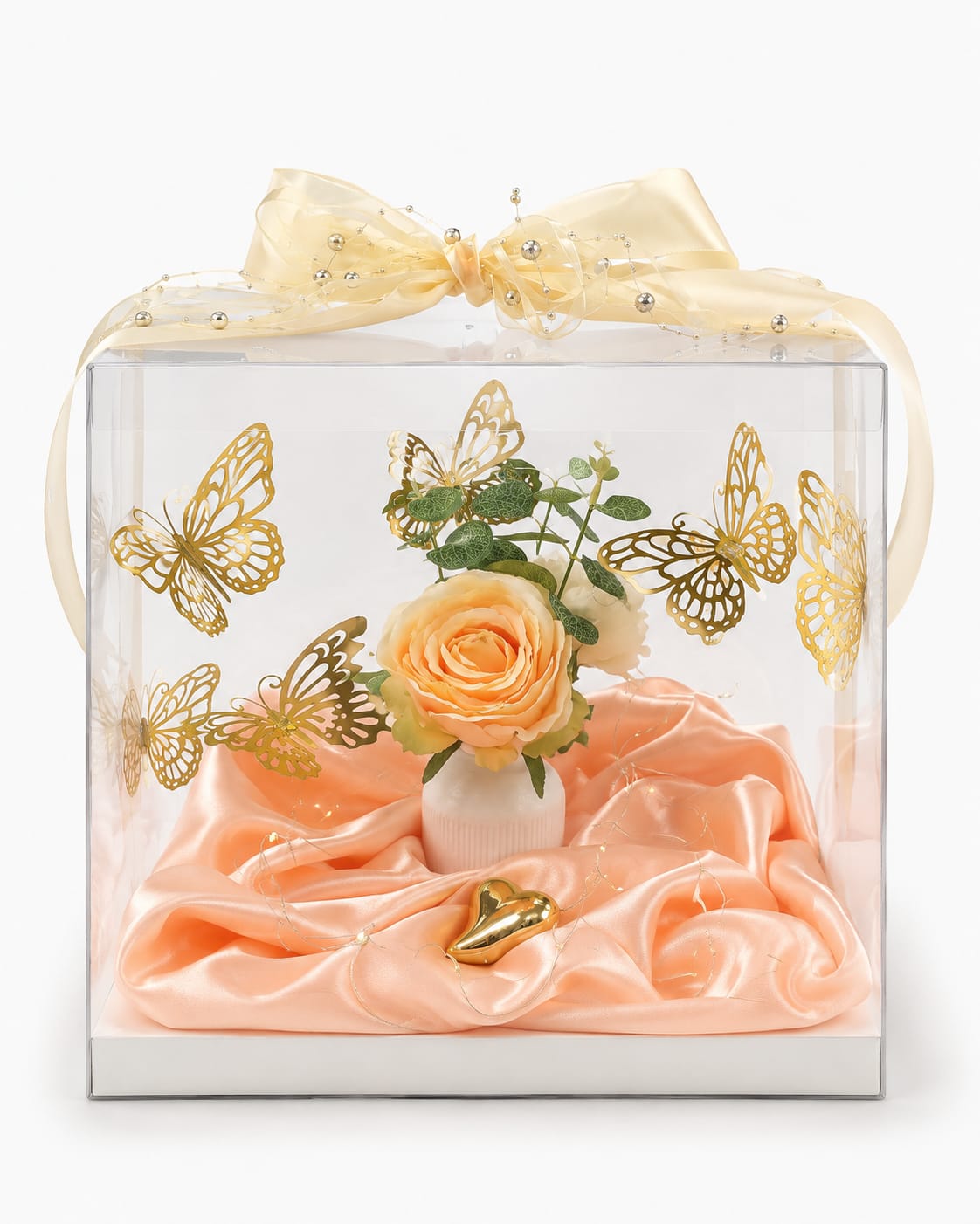 Transparente Geschenkbox mit weißer Bodenplatte – Präsentationsbox für Geschenke & Dekoration