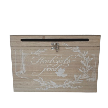 Briefbox Holz – „Hochzeitspost“ Kartenbox mit Einwurfschlitz