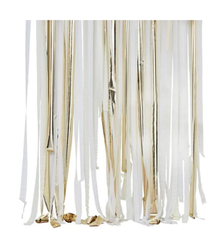 Luftschlangen-Hintergrund weiß,Creme & Metallic-Gold