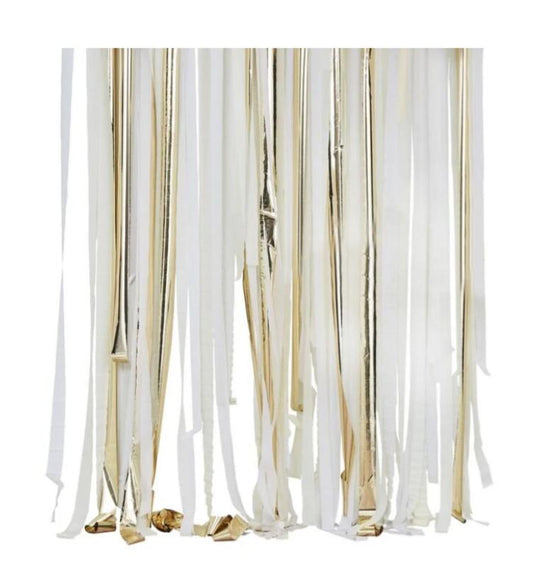 Luftschlangen-Hintergrund weiß,Creme & Metallic-Gold