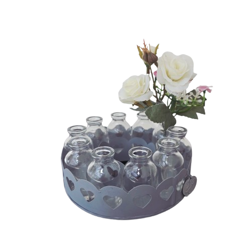 Runder Vintage Glasvasen-Dekokranz mit Herzdesign