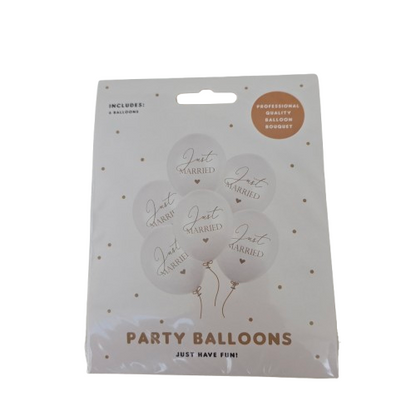 Hochzeitsballons "Just Married" Transparent mit Rosegold-Aufdruck - 5er Set