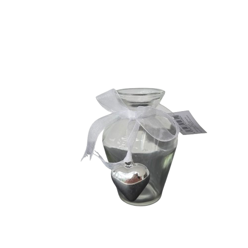 Kleine Vase mit Herz-Anhaenger - Romantische Deko