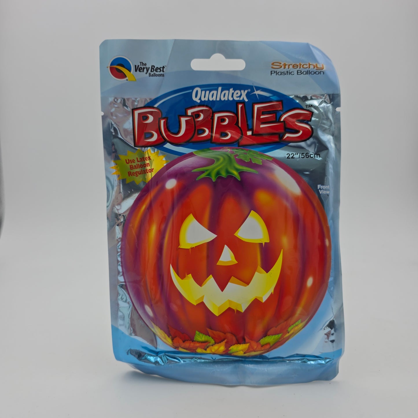 Halloween Folienballon "Leuchtender Kürbis" - Rundes Jack-O'-Lantern Motiv