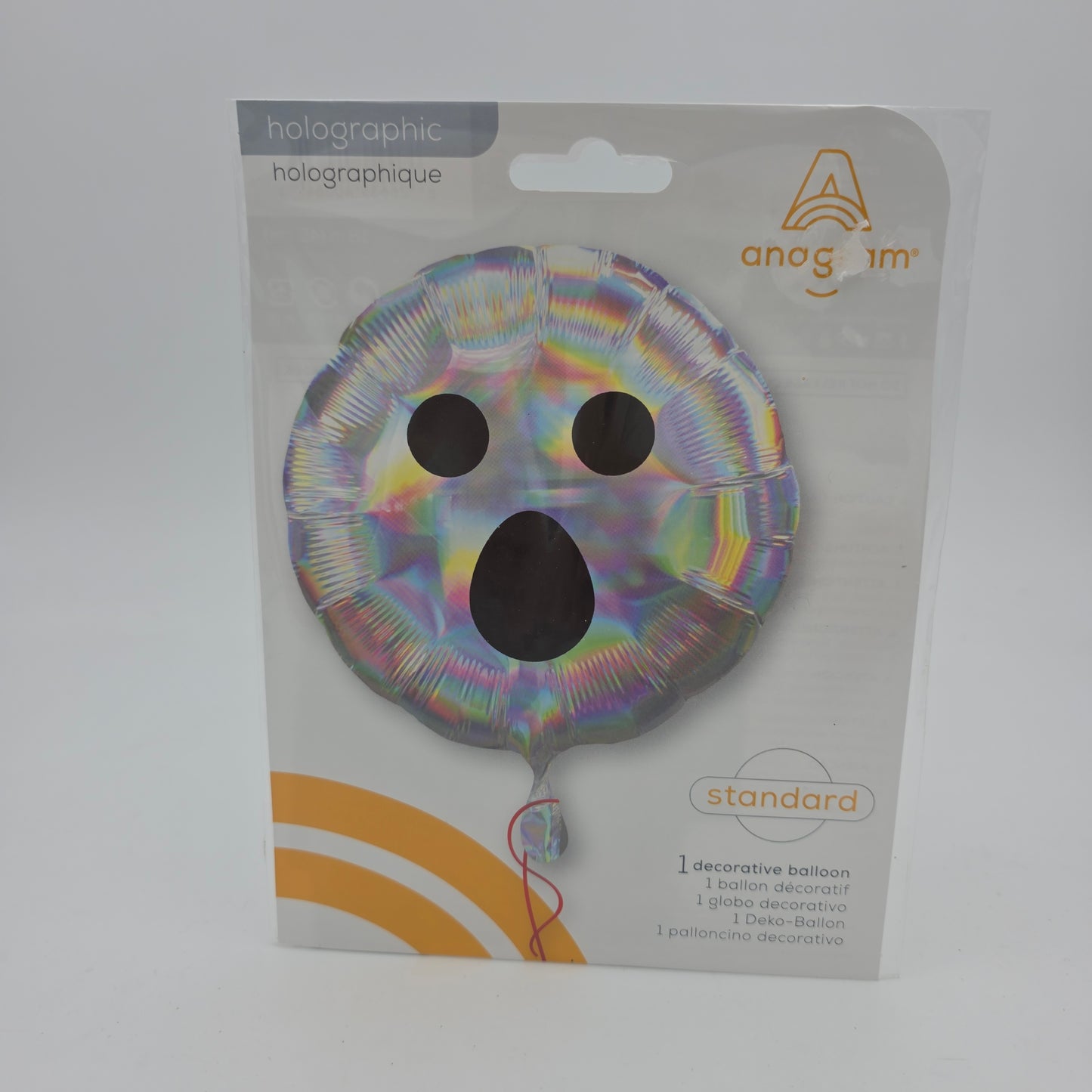 Halloween Folienballon "Holographischer Geist" - Runder Spukgesicht Ballon