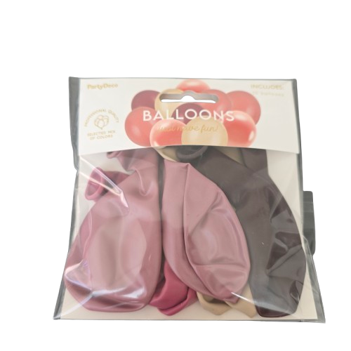 Luftballon-Set Rosa, Gold & Braun - 10 Stueck