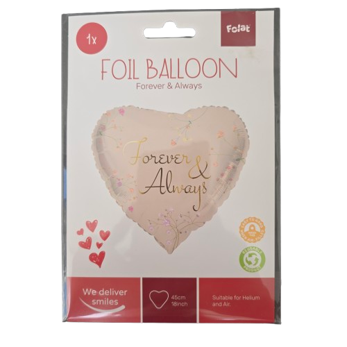 Forever & Always Herz Folienballon- Creme Rosé-45 cm
