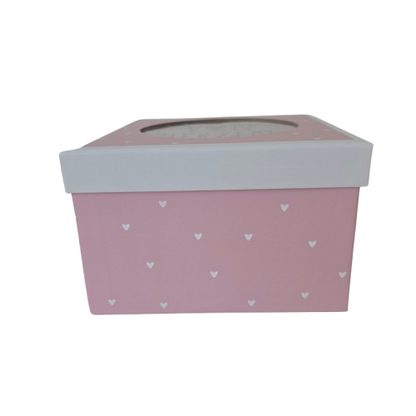 Geschenkbox Von Herzen - Rosa mit Schuettelfenster, Quadratisch