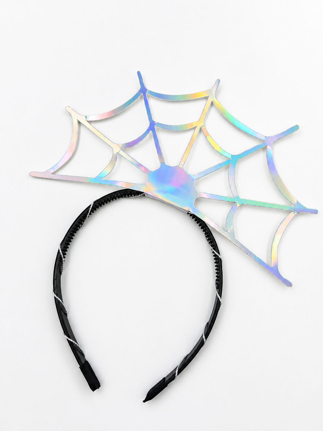 Halloween Haarreif mit Hologramm-Spinnennetz - Schimmerndes Kostümaccessoire