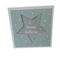 Geschenkbox Happy Birthday - Mint Weiss Gepunktet mit Stern-Ausschnitt 15x15x10 cm