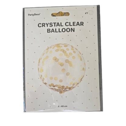 Crystal Clear Konfetti-Ballon Gold - 40 cm