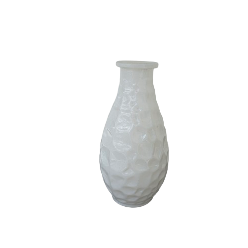 Elegante Relief Vase in Mattweiß