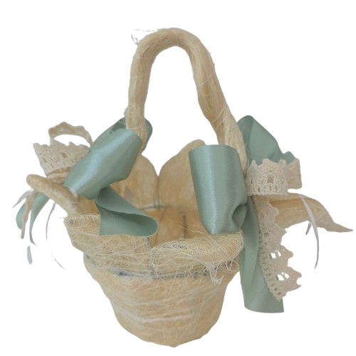 Blumenstreukorb mit Schleife - Mint