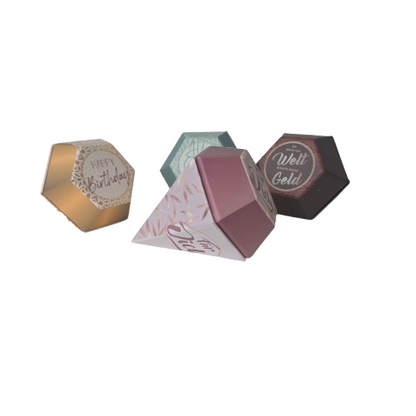 Hexagon Geschenkbox Fuer Dich - Diamant-Design mit Goldpraegung