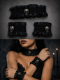 Totenkopf-Halsband und Armband Set Gothic & Halloween Accessoire 3 teilig
