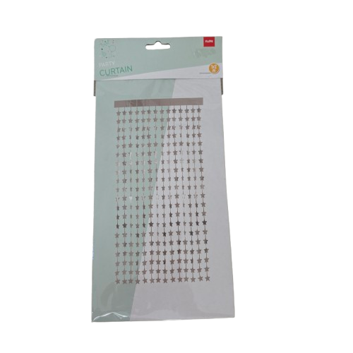 Folat Türvorhang Folie Sterne Silber (Glitzer-Partyvorhang) -1 x. 2 m