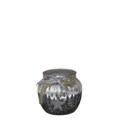 Rustikales Teelichtglas mit Stern-Motiv & dekorativer Schleife