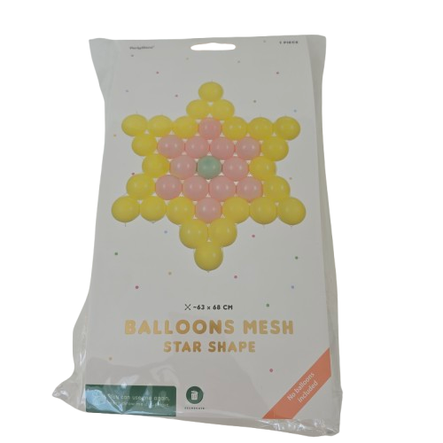 PartyDeco Ballon-Formgitternetz „Star Shape“ inkl. Latexballon