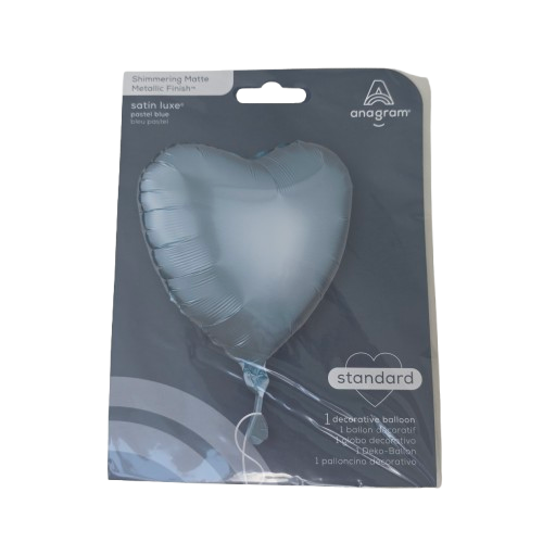 Anagram Folienballon Herz „Satin Luxe“ – Steel Blue (45 cm)