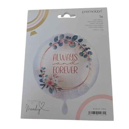 premioloon XXL Folienballon Rund – "Always and Forever" (43 cm)