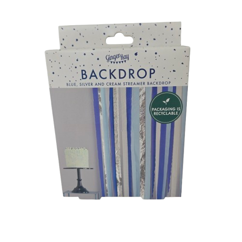 Ginger Ray DIY-Fotowand Kreppband Blau-Silber-Creme (Streamer Backdrop)-300m