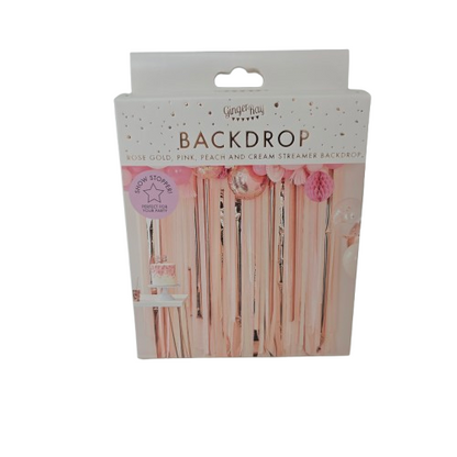 DIY Party -Streamer Hintergrund Roségold& Pastel-Rosa (110m set)