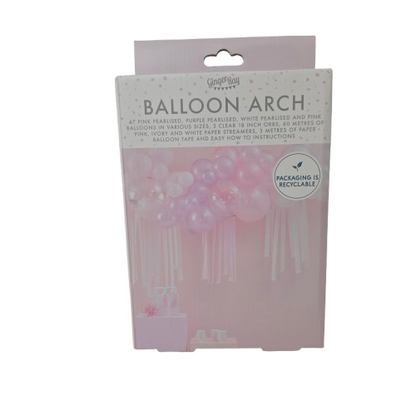 Ballonbogen mit Luftschlangen in Pastell & Pearl
