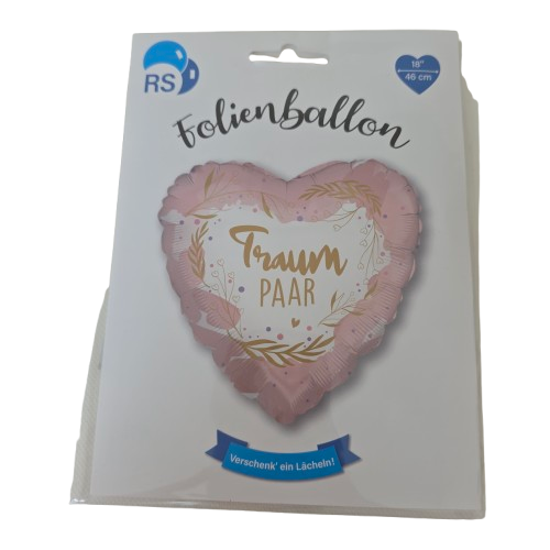 RS Folienballon Herz – "Traumpaar" (46 cm)