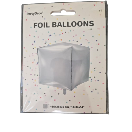 Folienballon Wuerfel Silber 35 cm - Moderner Deko-Ballon