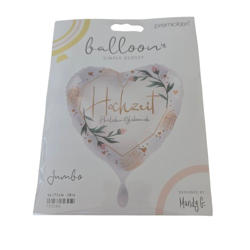 Jumbo Folienballon Hochzeit-Herzlichen Glückwunsch (Herzform)
