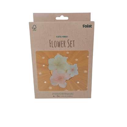 Folat Flower Set Tischdekoration aus Krepppapier-3er Set (Playful Powder/ Pastell)