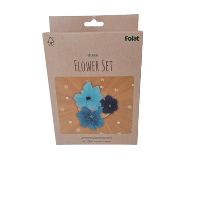 Folat Flower Set Tischdekoration aus Krepppapier-3er Set (Playful Powder/ Pastell)