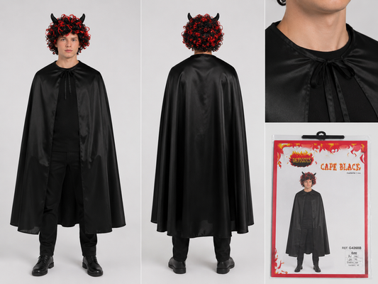 Kinder Schwarzer-Umhang Gr.146 - Halloween Kostüm Cape