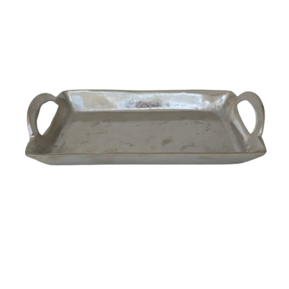 Tablett mit Henkel Alu Raw Nickel 16 cm