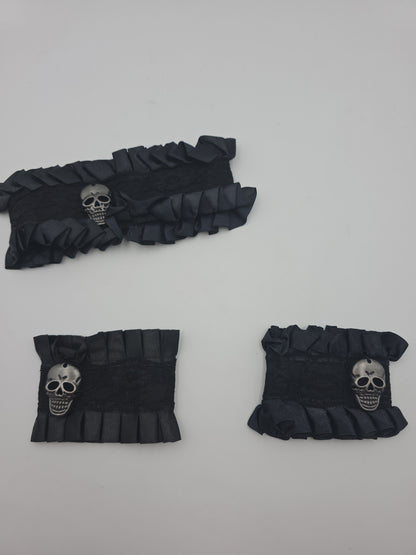 Totenkopf-Halsband und Armband Set Gothic & Halloween Accessoire 3 teilig
