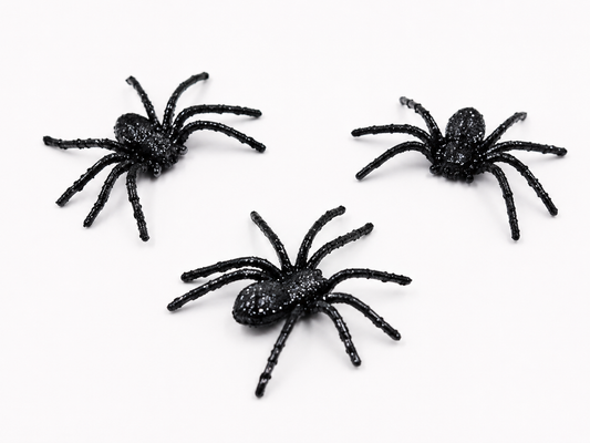 Halloween Deko Spinnen-6er Set Schwarze Glitzer Kunstspinnen
