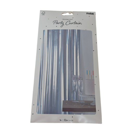 Folat Party-Vorhang Silber ( Lametta-Türvorhang) -1 x2 m