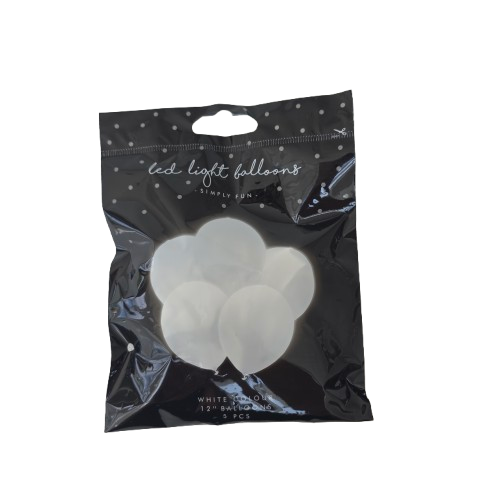 LED Ballons Weiss - Leuchtende Partyballons 5er Set