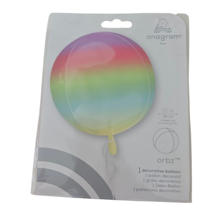 Anagram Ombré Orbs Folienballon -Kugelrund, Regenbogenfarben - 15-16 Zoll (38-40 cm)